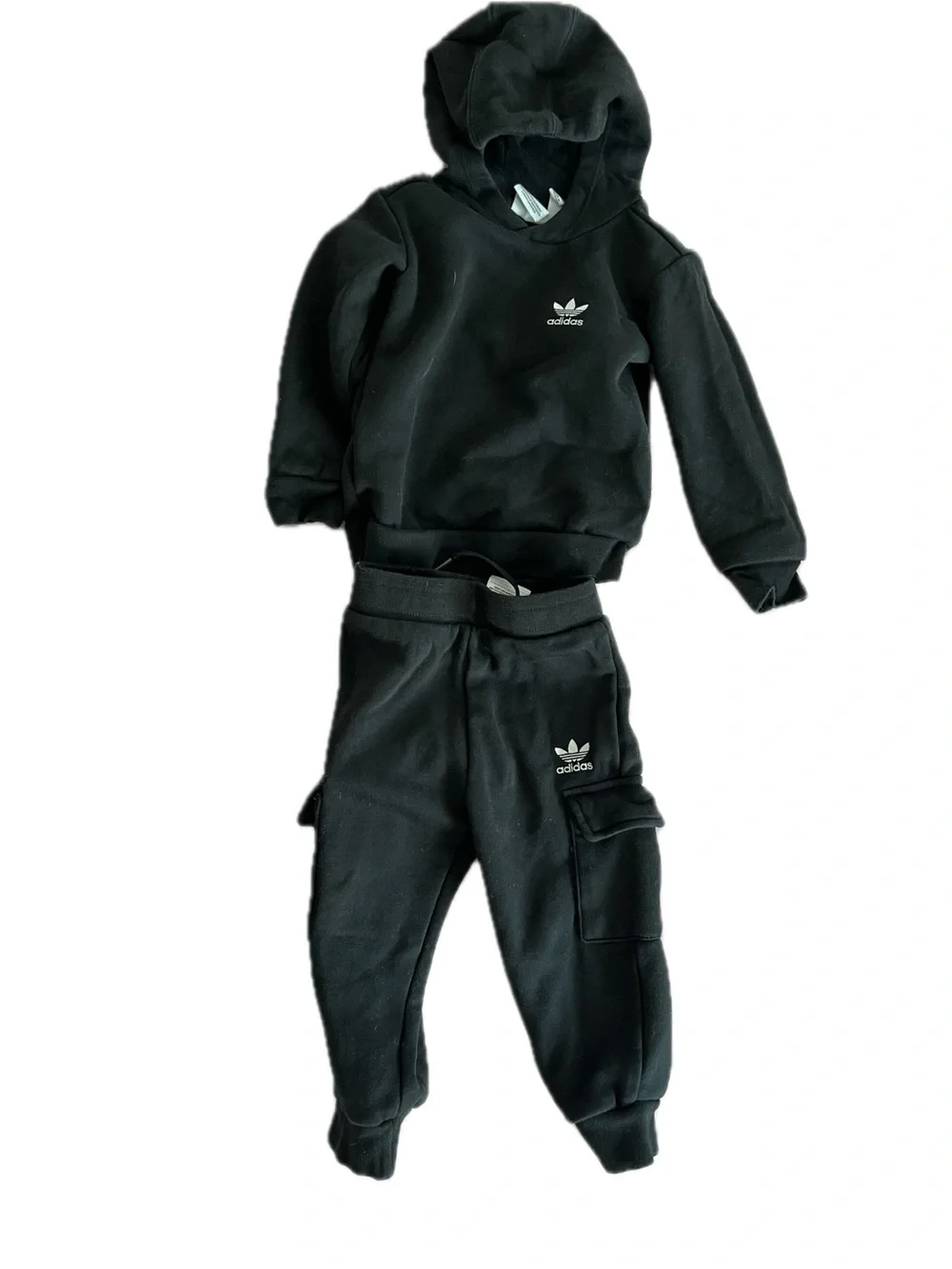 adidas Kids Black Hooded Sweatshirt & Cargo Joggers Girls 3T
